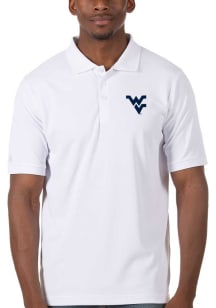 Antigua West Virginia Mountaineers Mens White Legacy Pique Short Sleeve Polo