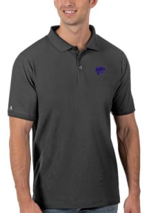 Antigua K-State Wildcats Mens Grey Legacy Pique Short Sleeve Polo