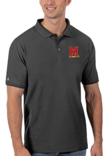 Antigua Maryland Terrapins Mens Grey Legacy Pique Short Sleeve Polo