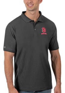 Antigua South Dakota Coyotes Mens Grey Legacy Pique Short Sleeve Polo