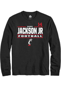 Barry Jackson Jr Cincinnati Bearcats Black Football NIL Stacked Box Long Sleeve Player T Shirt