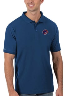 Antigua Boise State Broncos Mens Blue Legacy Pique Short Sleeve Polo