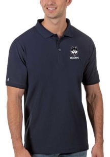 Antigua UConn Huskies Mens Navy Blue Legacy Pique Short Sleeve Polo