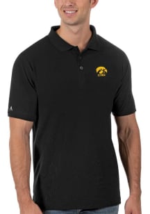 Antigua Iowa Hawkeyes Mens Black Legacy Pique Short Sleeve Polo