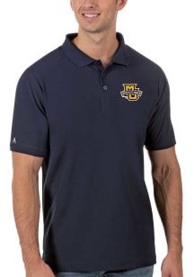 Antigua Marquette Golden Eagles Mens Navy Blue Legacy Pique Short Sleeve Polo