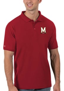 Antigua Maryland Terrapins Mens Red Legacy Pique Short Sleeve Polo
