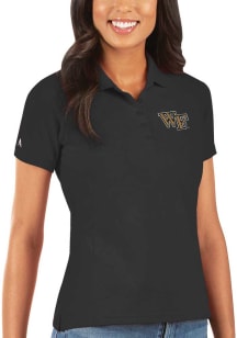 Antigua Wake Forest Demon Deacons Womens Black Legacy Pique Short Sleeve Polo Shirt