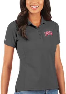 Antigua UNLV Runnin Rebels Womens Grey Legacy Pique Short Sleeve Polo Shirt