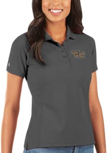 Antigua Wake Forest Demon Deacons Womens Grey Legacy Pique Short Sleeve Polo Shirt