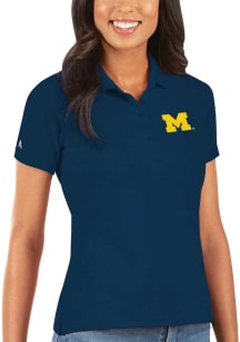 Antigua Michigan Wolverines Womens Blue Legacy Pique Short Sleeve Polo Shirt