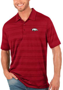 Antigua Arkansas Razorbacks Mens Red Compass Short Sleeve Polo