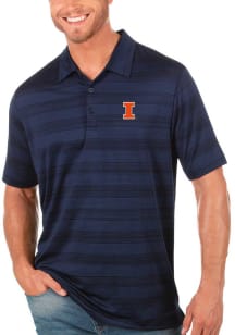 Antigua Illinois Fighting Illini Mens Navy Blue Compass Short Sleeve Polo