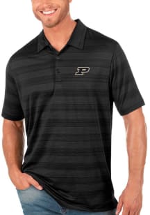 Antigua Purdue Boilermakers Mens Black Compass Short Sleeve Polo