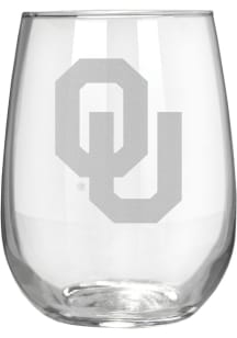 Oklahoma Sooners 17oz Laser Etch Stemless Wine Glass - White