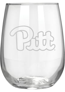Pitt Panthers 15oz Laser Etch Stemless Wine Glass - White