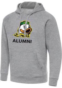 Antigua Oregon Ducks Mens Grey Heather Alumni  Victory Long Sleeve Hoodie