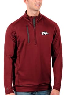 Antigua Arkansas Razorbacks Mens Red Generation Long Sleeve Qtr Zip Pullover