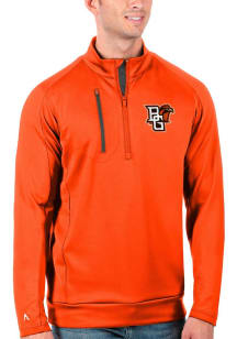 Antigua Bowling Green Falcons Mens Orange Generation Long Sleeve Qtr Zip Pullover