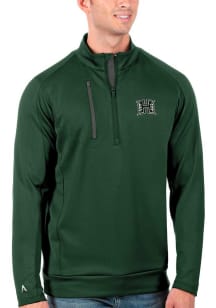 Antigua Hawaii Warriors Mens Green Generation Long Sleeve Qtr Zip Pullover