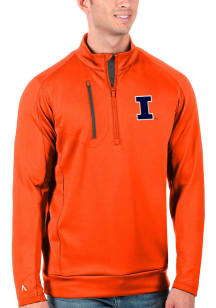 Antigua Illinois Fighting Illini Mens Orange Generation Long Sleeve Qtr Zip Pullover