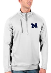 Antigua Michigan Wolverines Mens White Generation Long Sleeve Qtr Zip Pullover