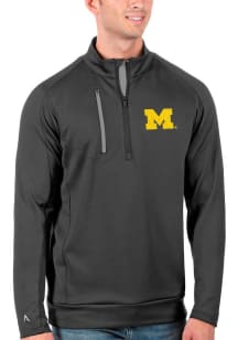 Antigua Michigan Wolverines Mens Grey Generation Long Sleeve Qtr Zip Pullover