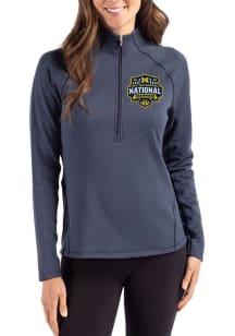 Cutter and Buck Michigan Wolverines Womens Navy Blue 2026 MBB Champions Pehastin Qtr Zip