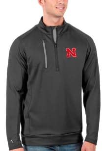 Antigua Nebraska Cornhuskers Mens Grey Generation Long Sleeve Qtr Zip Pullover
