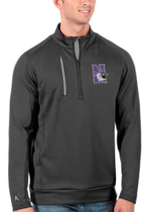 Antigua Northwestern Wildcats Mens Grey Generation Long Sleeve Qtr Zip Pullover