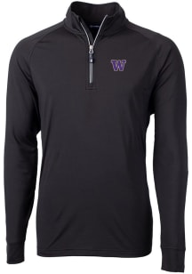 Cutter and Buck Washington Huskies Mens Black Adapt Eco Knit Recycled Big and Tall Qtr Zip