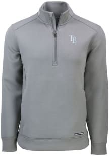 Cutter and Buck Tampa Bay Rays Mens Grey Roam Long Sleeve Qtr Zip Pullover