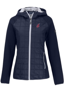 Cutter and Buck Cleveland Guardians Womens Navy Blue Cooperstown Rainier PrimaLoft Hybrid Medium W..