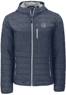 Cutter and Buck Milwaukee Brewers Mens Grey Stars and Stripes Rainier PrimaLoft Hooded Filled Jack..