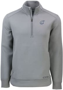 Cutter and Buck Columbus Clippers Mens Grey Roam Long Sleeve Qtr Zip Pullover