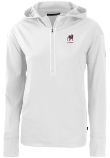 Cutter and Buck Georgia Bulldogs Womens White Alumni Daybreak Hood Qtr Zip