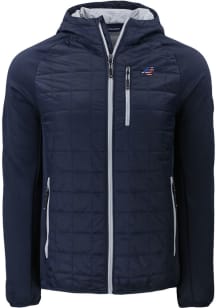 Cutter and Buck Carolina Panthers Mens Navy Blue Americana Rainier PrimaLoft Hybrid Medium Weight..