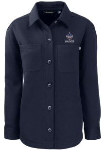 Cutter and Buck New Orleans Saints Womens Navy Blue Americana Roam Shirt Light Weight Jacket