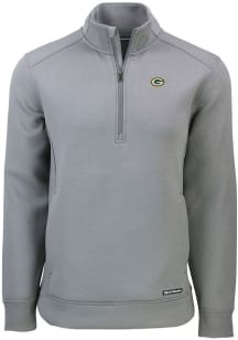 Cutter and Buck Green Bay Packers Mens Grey Roam Long Sleeve Qtr Zip Pullover