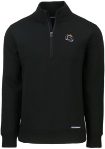 Cutter and Buck Los Angeles Rams Mens Black HELMET Roam Long Sleeve Qtr Zip Pullover