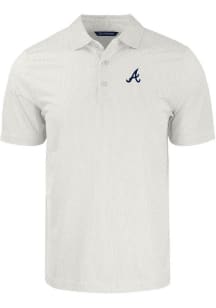 Cutter and Buck Atlanta Braves Mens White Pike Symmetry Short Sleeve Polo