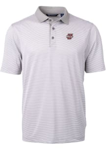 Cutter and Buck Massachusetts Minutemen Grey Virtue Eco Pique Micro Stripe Big and Tall Polo