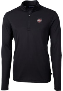 Cutter and Buck Massachusetts Minutemen Mens Black Virtue Eco Pique Big and Tall Qtr Zip