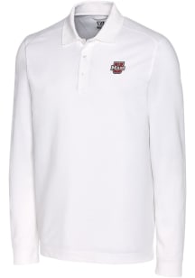 Cutter and Buck Massachusetts Minutemen White Advantage Pique Long Sleeve Big and Tall Polo
