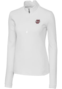 Cutter and Buck Massachusetts Minutemen Womens White Traverse Qtr Zip