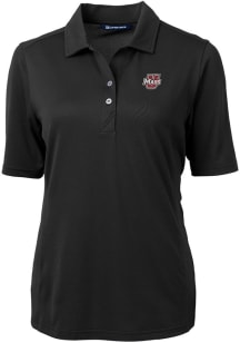 Cutter and Buck Massachusetts Minutemen Womens Black Virtue Eco Pique Short Sleeve Polo Shirt