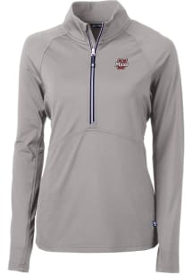 Cutter and Buck Massachusetts Minutemen Womens Grey Adapt Eco Qtr Zip
