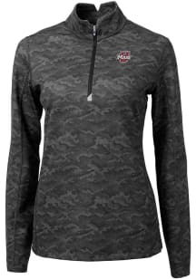 Cutter and Buck Massachusetts Minutemen Womens Black Traverse Camo Qtr Zip
