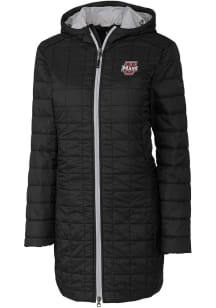 Cutter and Buck Massachusetts Minutemen Womens Black Rainier PrimaLoft Long Filled Jacket