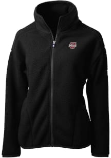 Cutter and Buck Massachusetts Minutemen Womens Black Cascade Sherpa Long Sleeve Full Zip Jacket