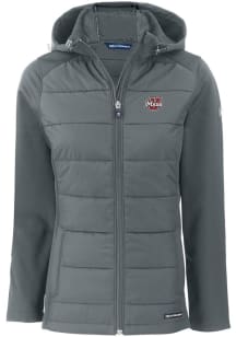 Cutter and Buck Massachusetts Minutemen Womens Grey Evoke Hood Heavy Weight Jacket